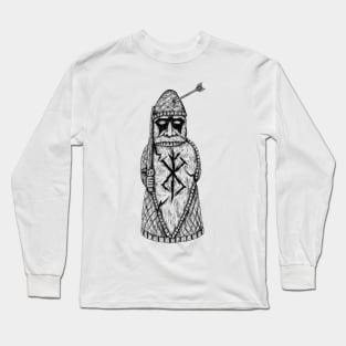 Viking Fury: Lewis Chessmen Berserker Design Long Sleeve T-Shirt